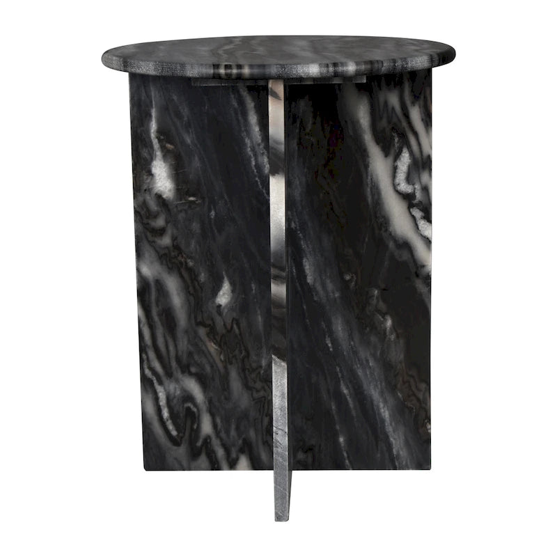 Table d'appoint en marbre naturel contemporain faite à la main en forme de X de 17,75