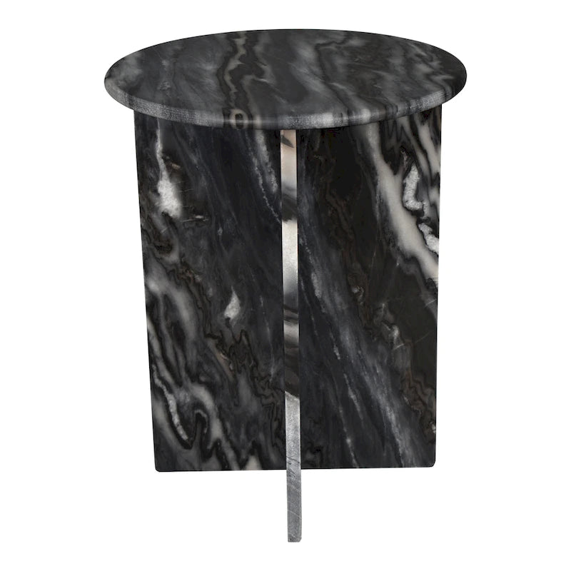 Table d'appoint en marbre naturel contemporain faite à la main en forme de X de 17,75