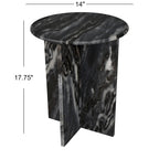 Table d'appoint en marbre naturel contemporain faite à la main en forme de X de 17,75