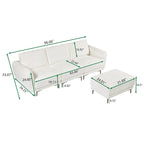 Canapé d'angle modulable, canapé 3 places en L avec tissu d'agneau