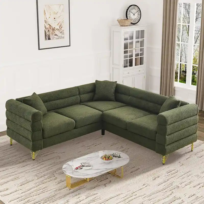 Canapé d'angle moderne en tissu Teddy - 2, 3 ou 4 places