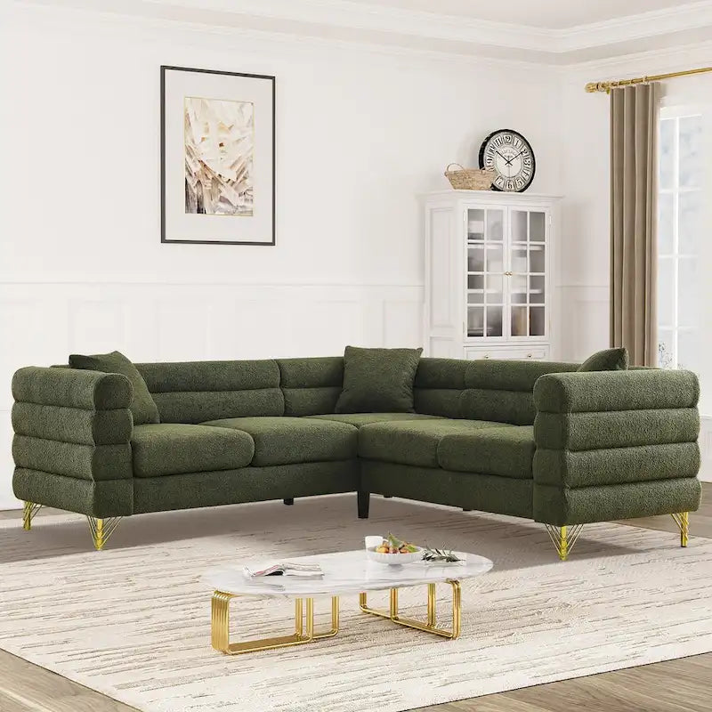Canapé d'angle moderne en tissu Teddy - 2, 3 ou 4 places
