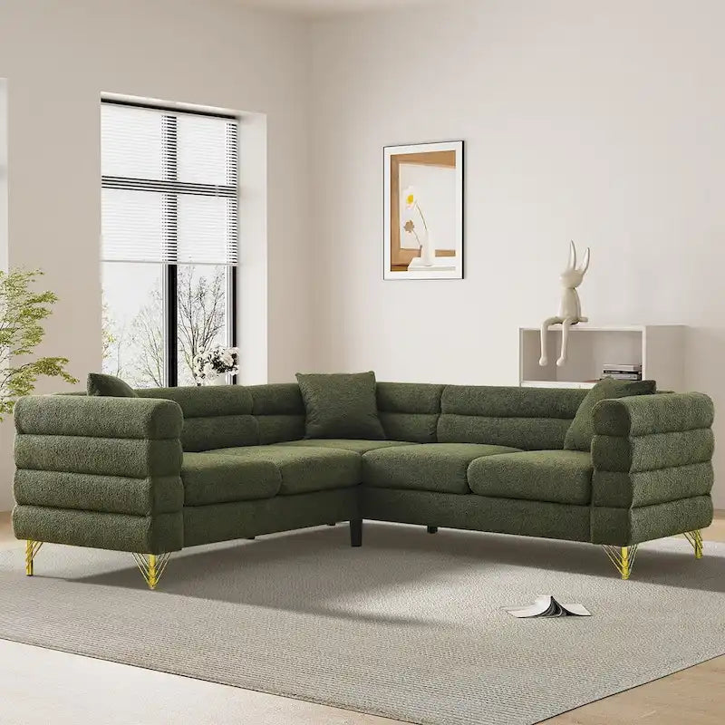 Canapé d'angle moderne en tissu Teddy - 2, 3 ou 4 places