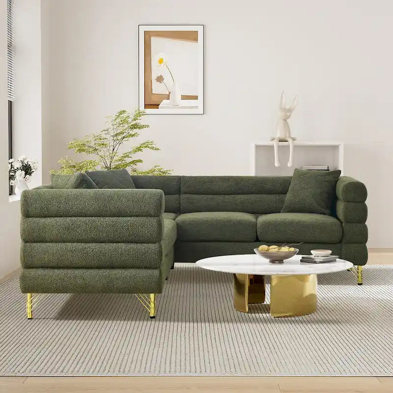 Canapé d'angle moderne en tissu Teddy - 2, 3 ou 4 places