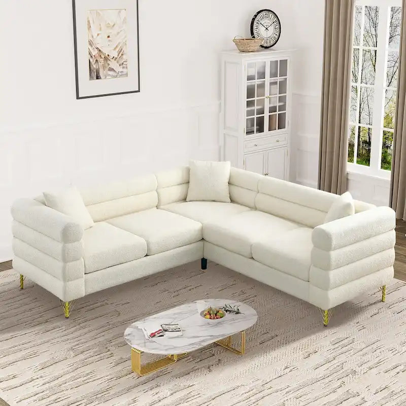 Canapé d'angle moderne en tissu Teddy - 2, 3 ou 4 places