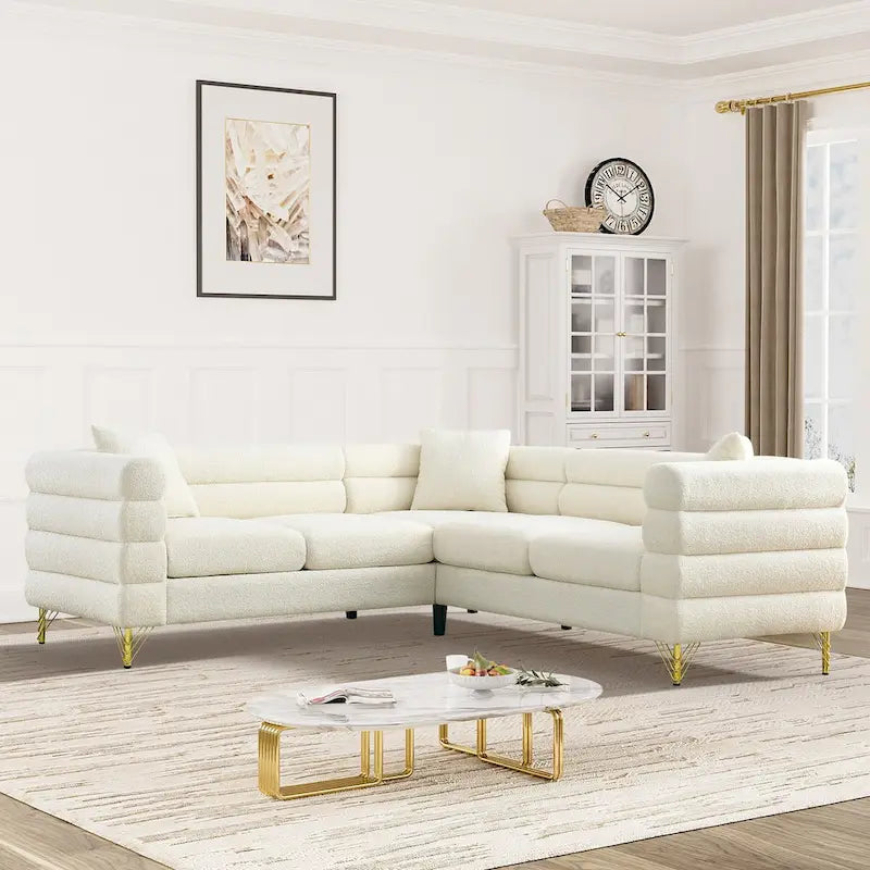 Canapé d'angle moderne en tissu Teddy - 2, 3 ou 4 places