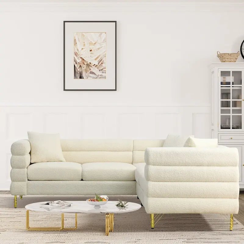 Canapé d'angle moderne en tissu Teddy - 2, 3 ou 4 places