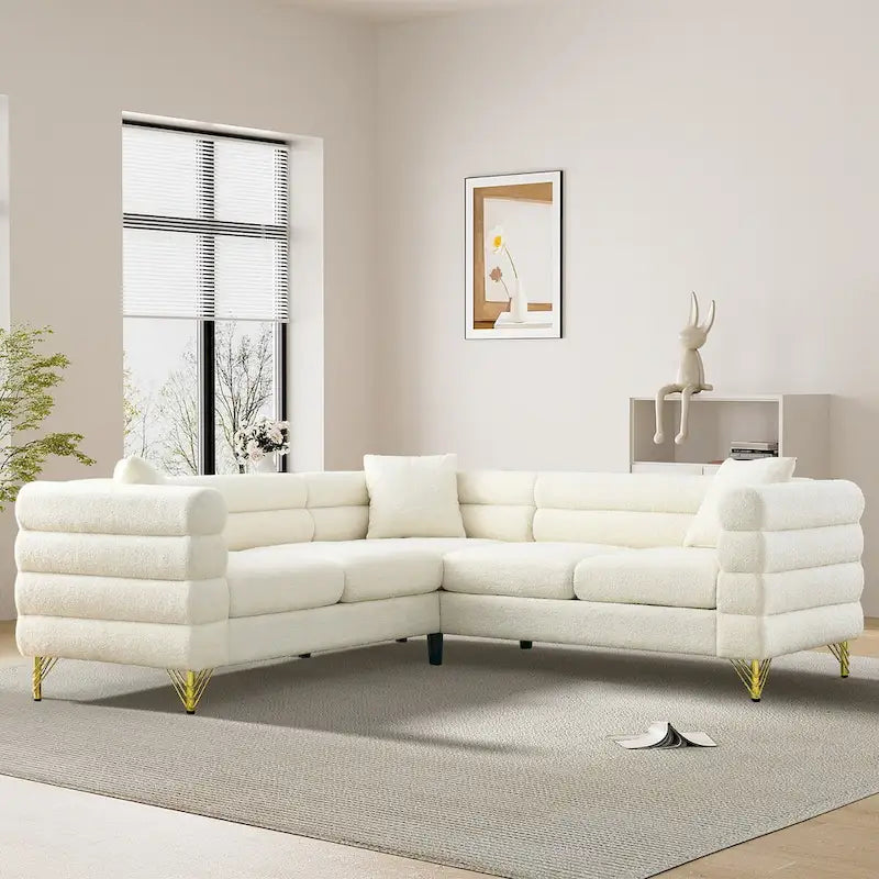 Canapé d'angle moderne en tissu Teddy - 2, 3 ou 4 places
