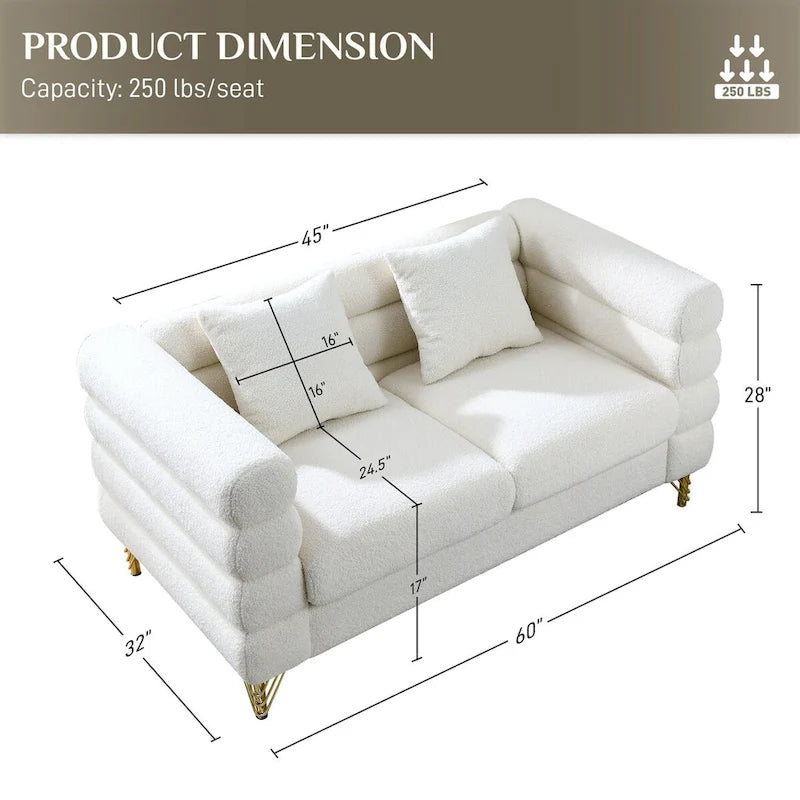 Canapé d'angle moderne en tissu Teddy - 2, 3 ou 4 places