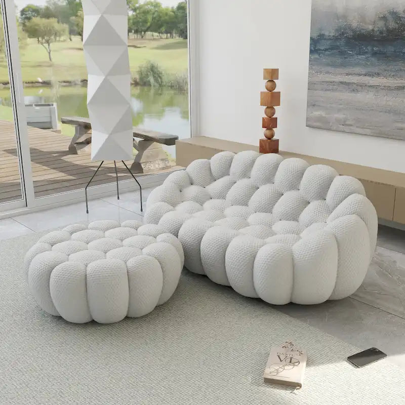 Canapé bulle moderne en tissu capitonné nid d'abeille 3D