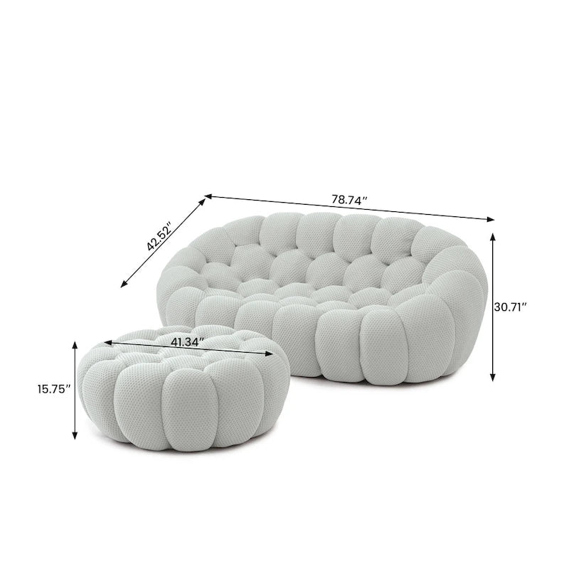 Canapé bulle moderne en tissu capitonné nid d'abeille 3D