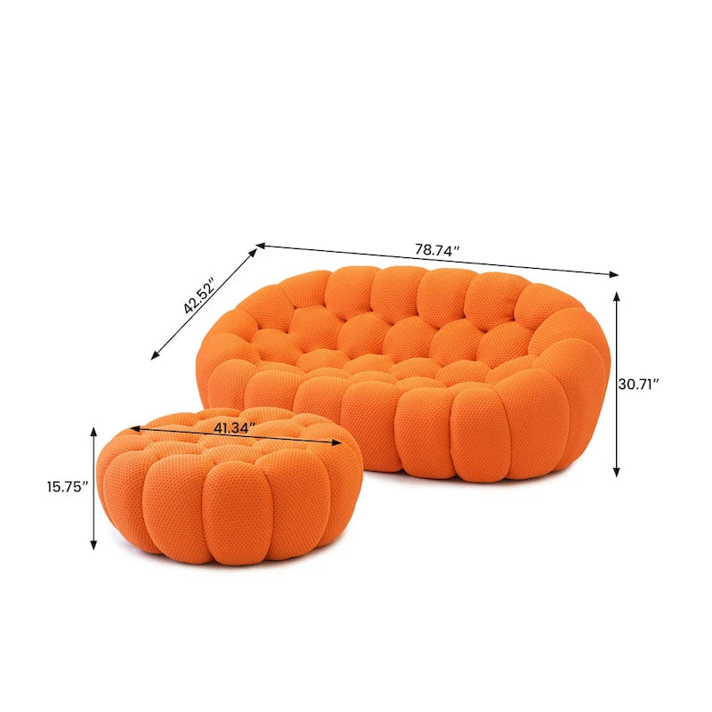 Canapé bulle moderne en tissu capitonné nid d'abeille 3D