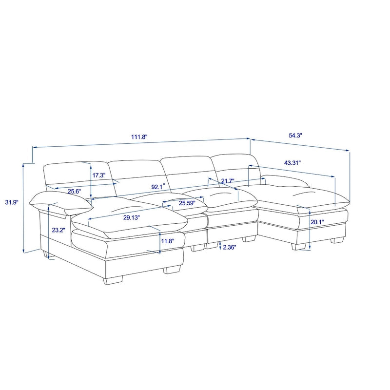 Canapé en chenille en U