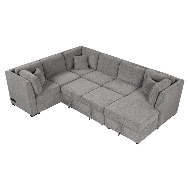 Canapé d'angle convertible avec méridienne de rangement