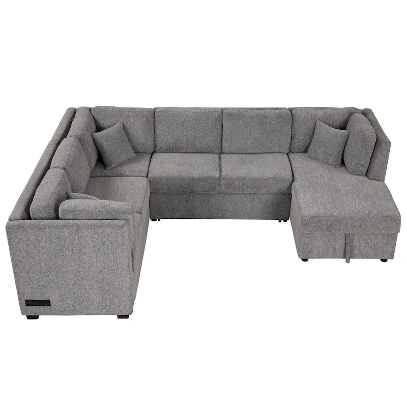 Canapé d'angle convertible avec méridienne de rangement