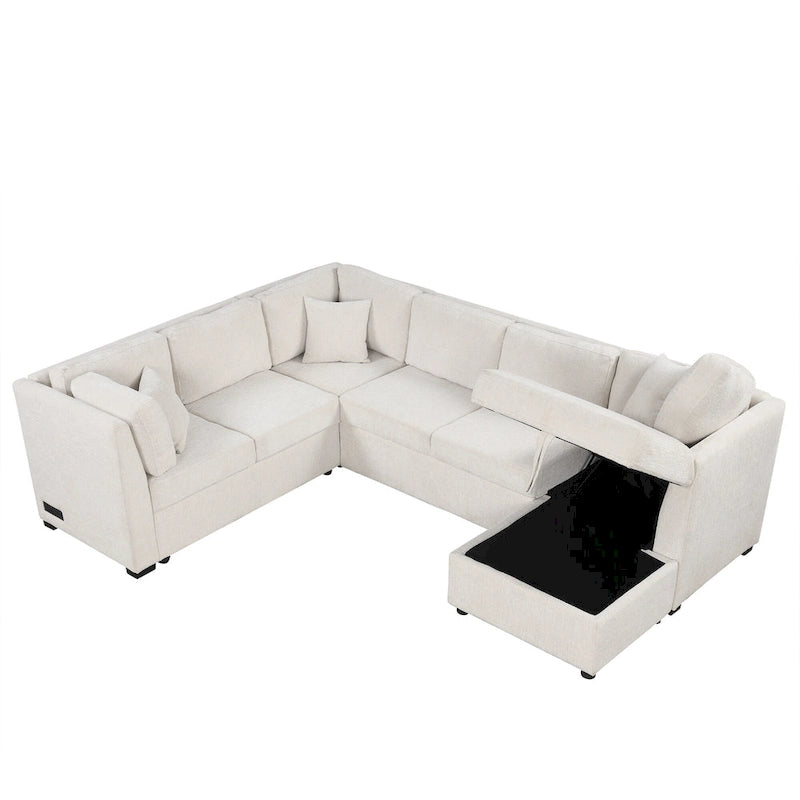 Canapé d'angle convertible avec méridienne de rangement