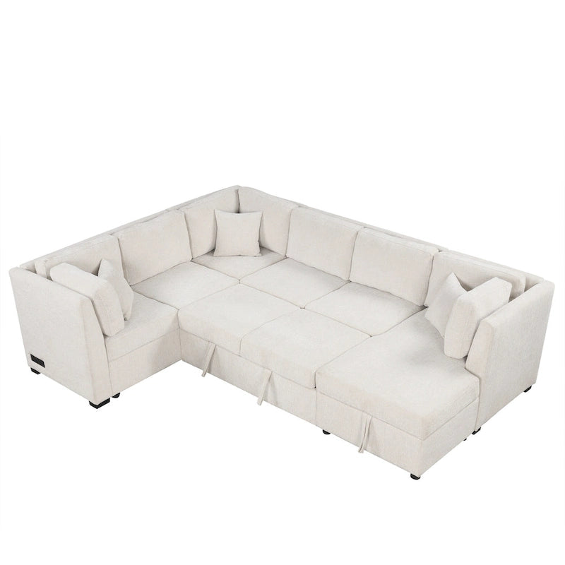 Canapé d'angle convertible avec méridienne de rangement