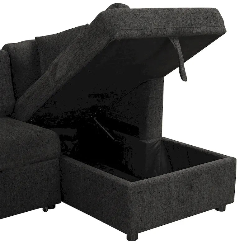 Canapé d'angle convertible avec méridienne de rangement