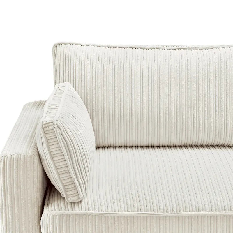 Canapé 3 places moderne en velours côtelé 81, Canapé rectangulaire en polyester rembourré pour salon - 81L X 33P X 26H