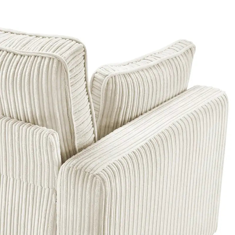 Canapé 3 places moderne en velours côtelé 81, Canapé rectangulaire en polyester rembourré pour salon - 81L X 33P X 26H