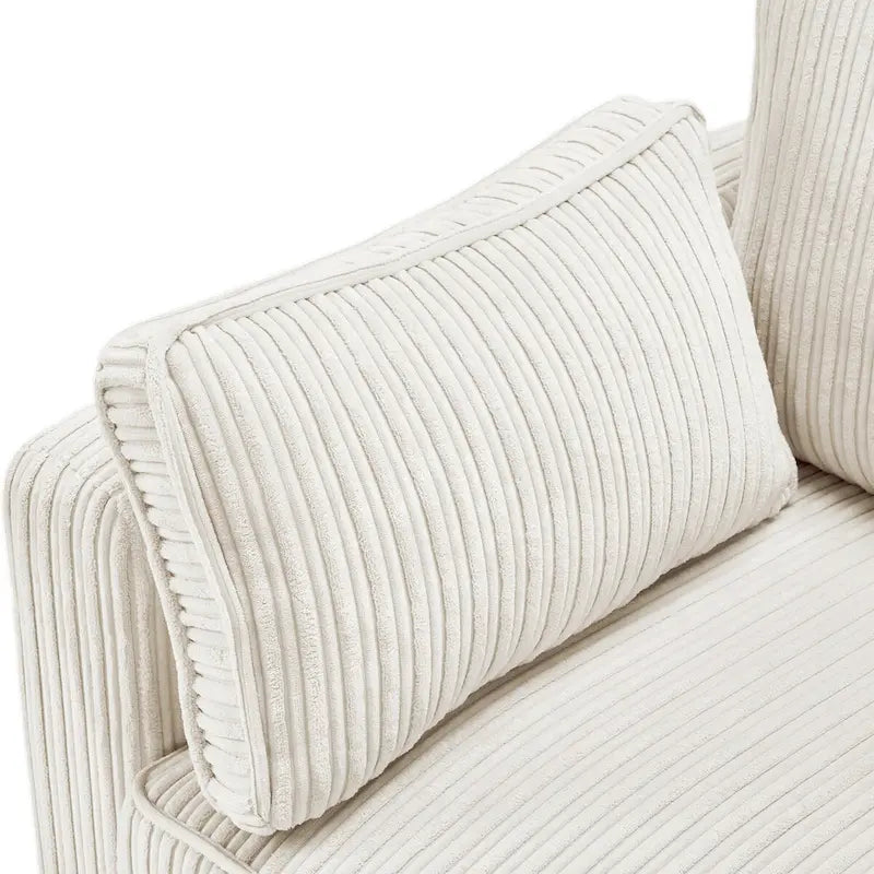 Canapé 3 places moderne en velours côtelé 81, Canapé rectangulaire en polyester rembourré pour salon - 81L X 33P X 26H