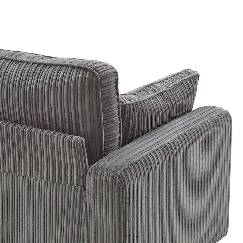 Canapé 3 places moderne en velours côtelé 81, Canapé rectangulaire en polyester rembourré pour salon - 81L X 33P X 26H