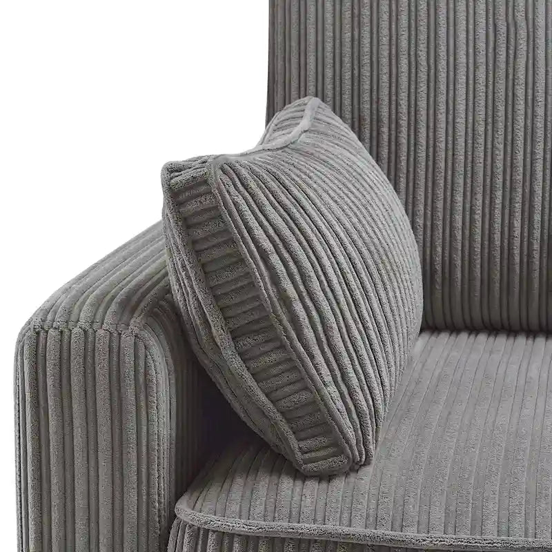 Canapé 3 places moderne en velours côtelé 81, Canapé rectangulaire en polyester rembourré pour salon - 81L X 33P X 26H