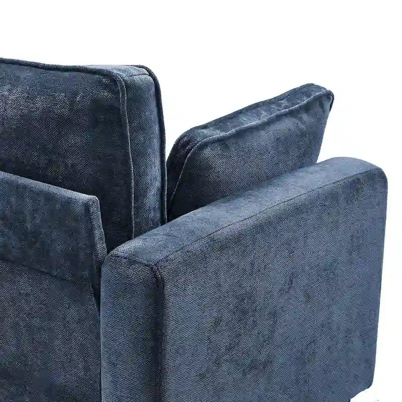 Canapé 3 places moderne en velours côtelé 81, Canapé rectangulaire en polyester rembourré pour salon - 81L X 33P X 26H