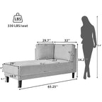 Canapé d'angle en tissu de lin 165 cm avec méridienne, convertible