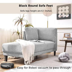 Canapé d'angle en tissu de lin 165 cm avec méridienne, convertible