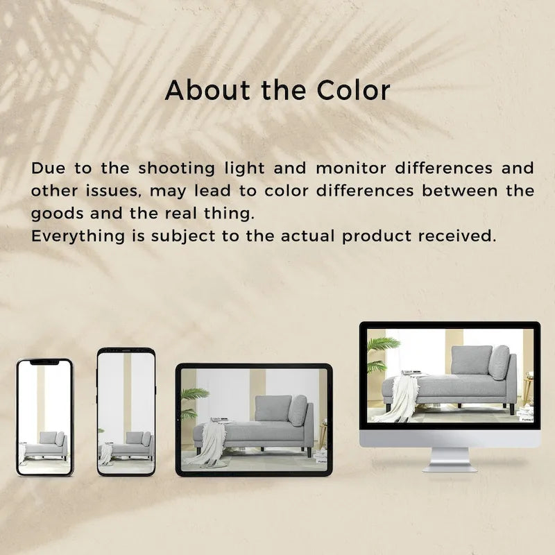 Canapé d'angle en tissu de lin 165 cm avec méridienne, convertible