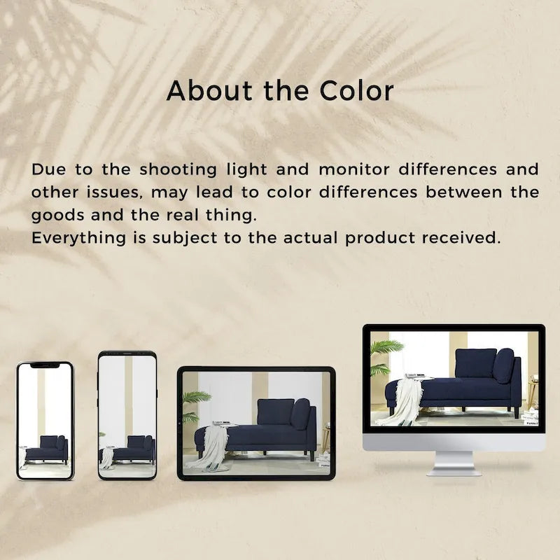 Canapé d'angle en tissu de lin 165 cm avec méridienne, convertible