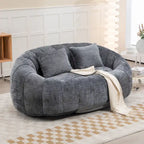 Canapé deux places pouf à dossier haut en chenille, confortable et durable