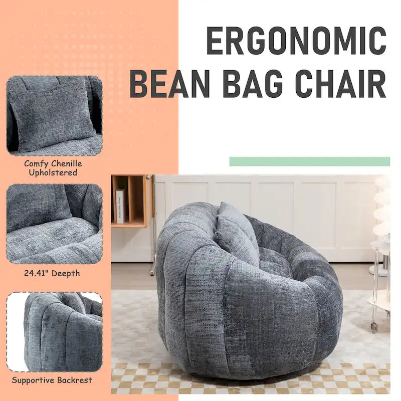 Canapé deux places pouf à dossier haut en chenille, confortable et durable