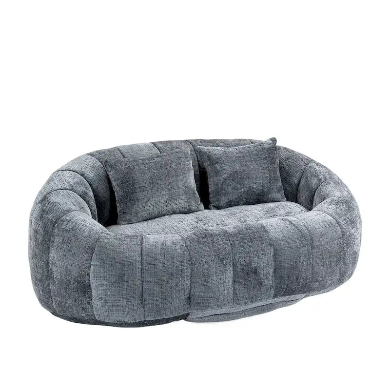 Canapé deux places pouf à dossier haut en chenille, confortable et durable