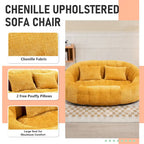 Canapé deux places pouf à dossier haut en chenille, confortable et durable