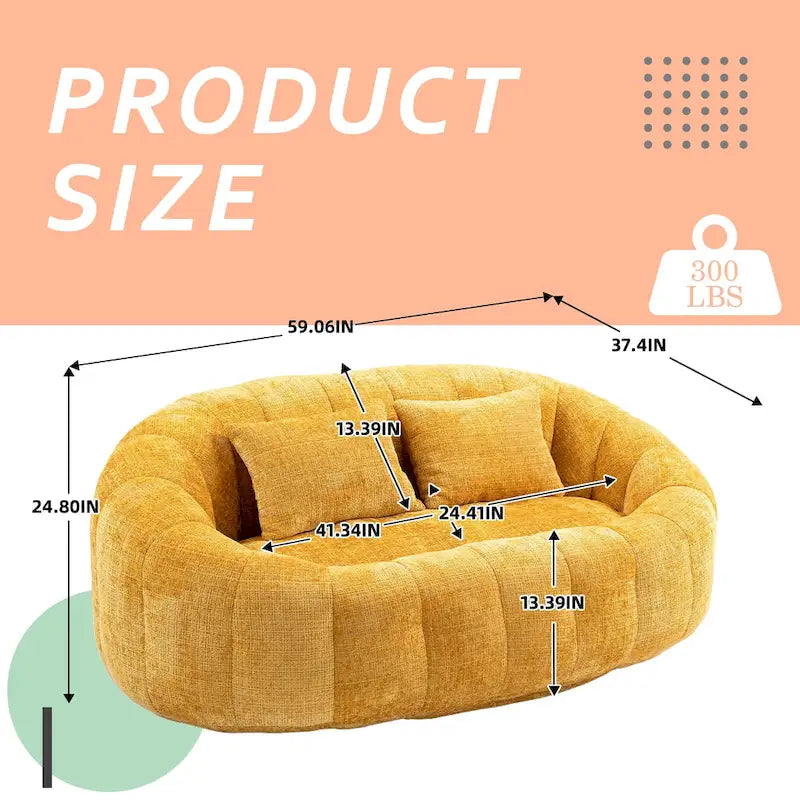 Canapé deux places pouf à dossier haut en chenille, confortable et durable