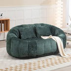 Canapé deux places pouf à dossier haut en chenille, confortable et durable