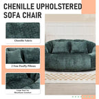 Canapé deux places pouf à dossier haut en chenille, confortable et durable