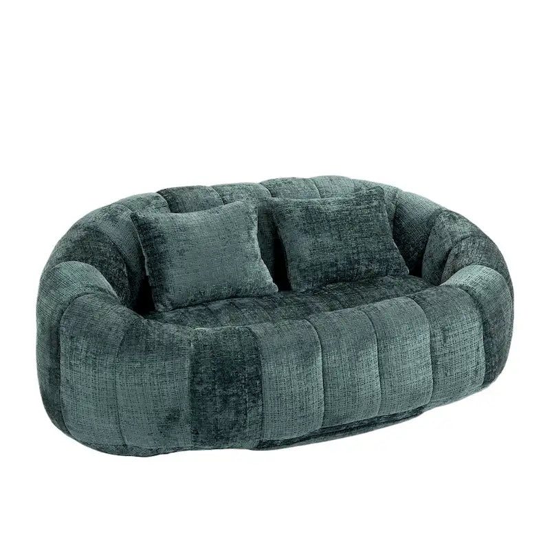 Canapé deux places pouf à dossier haut en chenille, confortable et durable