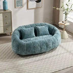 Canapé deux places pouf à dossier haut en chenille, confortable et durable