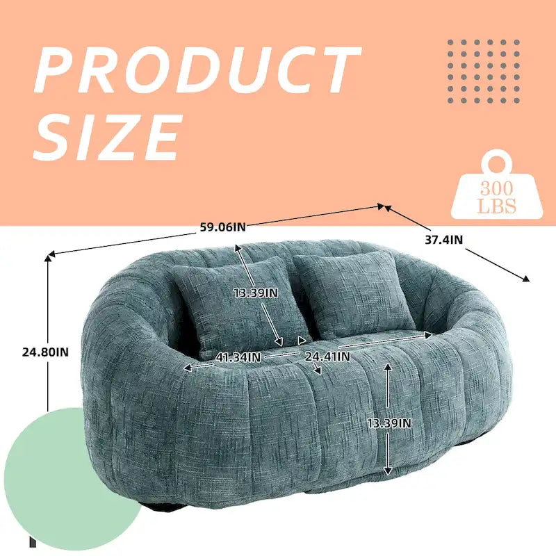 Canapé deux places pouf à dossier haut en chenille, confortable et durable