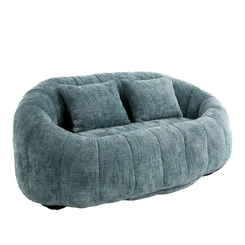 Canapé deux places pouf à dossier haut en chenille, confortable et durable