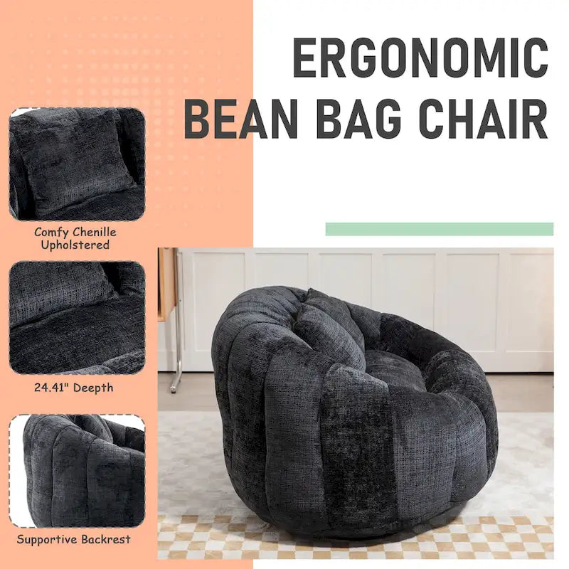 Canapé deux places pouf à dossier haut en chenille, confortable et durable