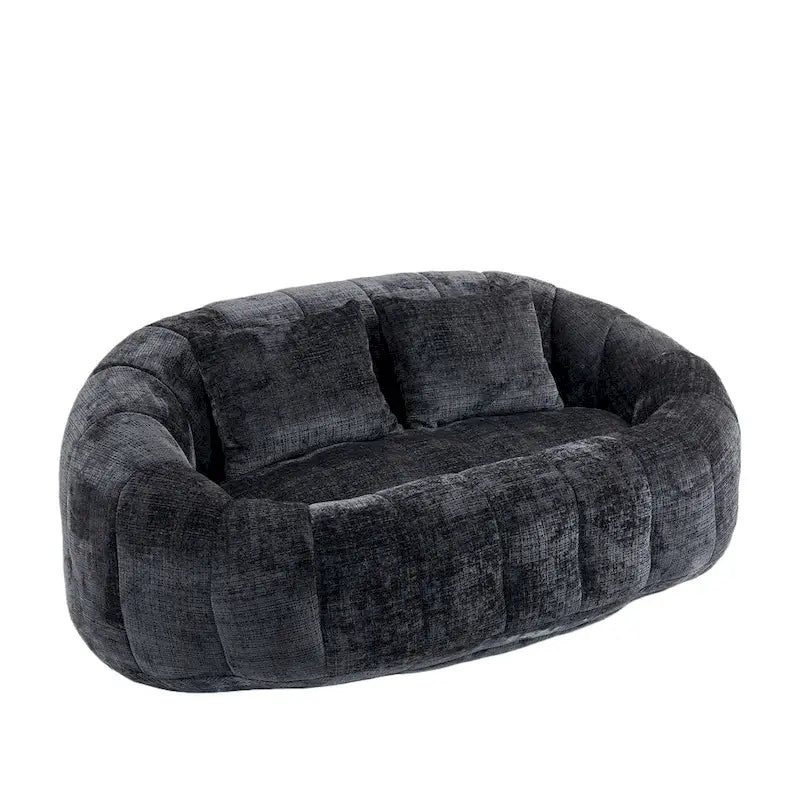 Canapé deux places pouf à dossier haut en chenille, confortable et durable