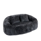 Canapé deux places pouf à dossier haut en chenille, confortable et durable