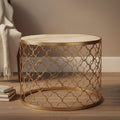 CraftHome W22 Natural Capiz Seashell French Single Round Coffee Table - 22 x 17