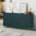 Meuble TV en bois avec armoire de rangement et étagères réglables, bleu marine