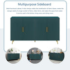 Meuble TV en bois avec armoire de rangement et étagères réglables, bleu marine