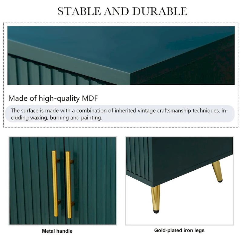 Meuble TV en bois avec armoire de rangement et étagères réglables, bleu marine